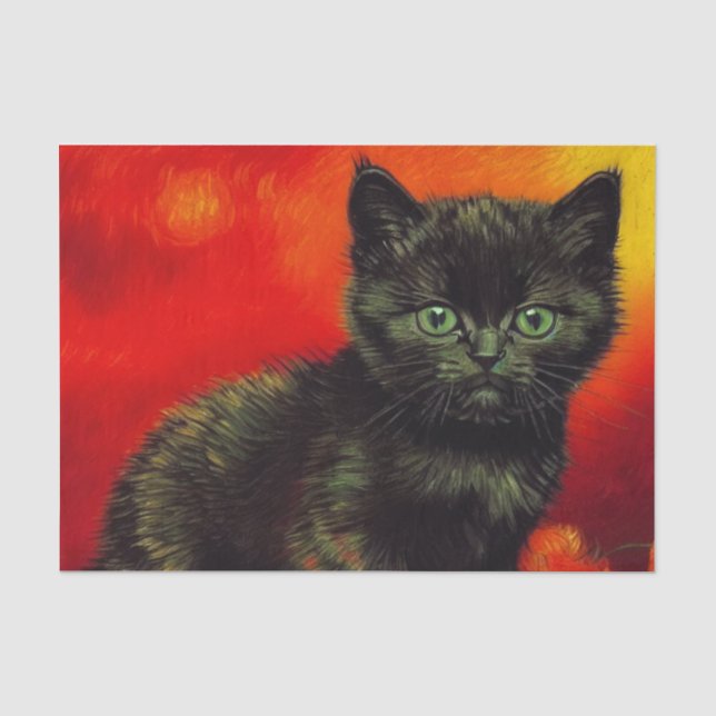 Papel De Seda Van Gogh Black Kitten (Anverso)