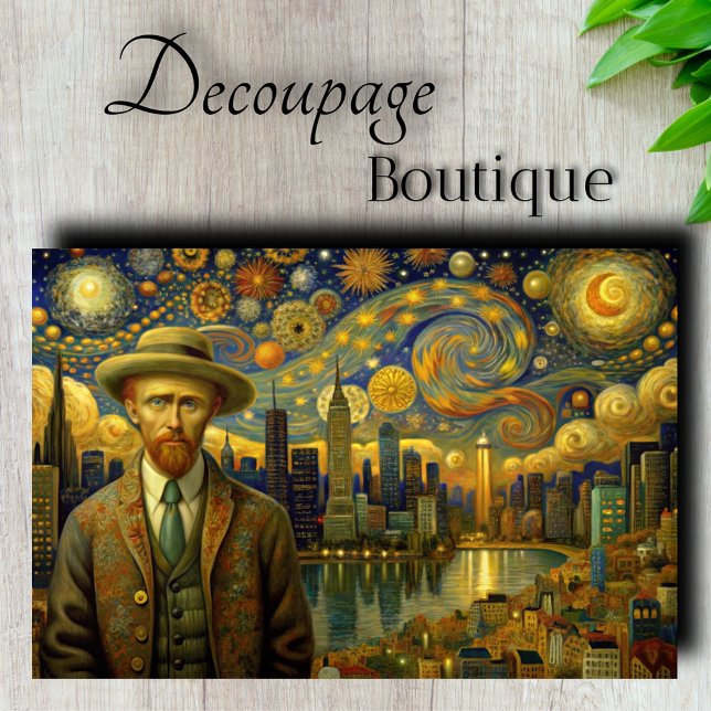 Papel De Seda Van Gogh Ciudad Moderna Decoupage (Van Gogh Modern City Decoupage Tissue Paper)