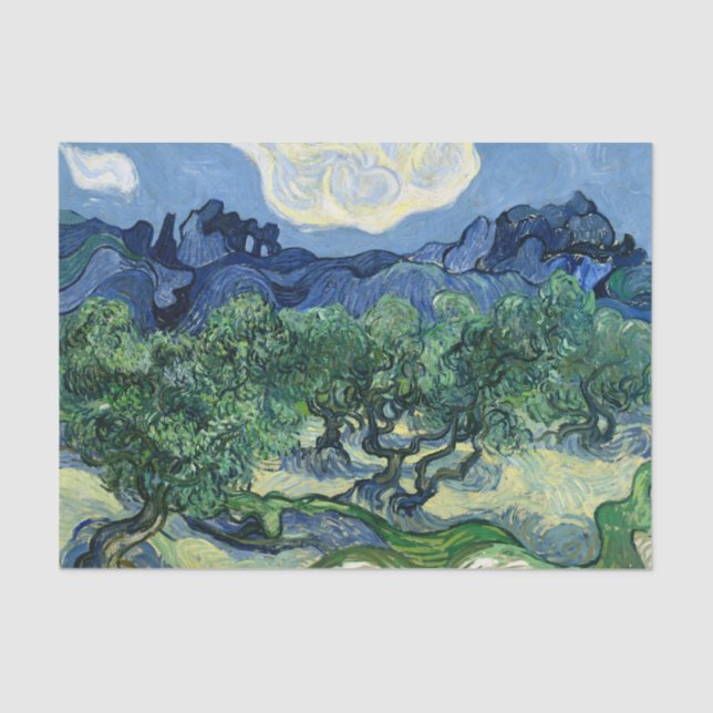 Papel De Seda Van Gogh El Paintaje Paisajista De Los Olivos (Anverso)