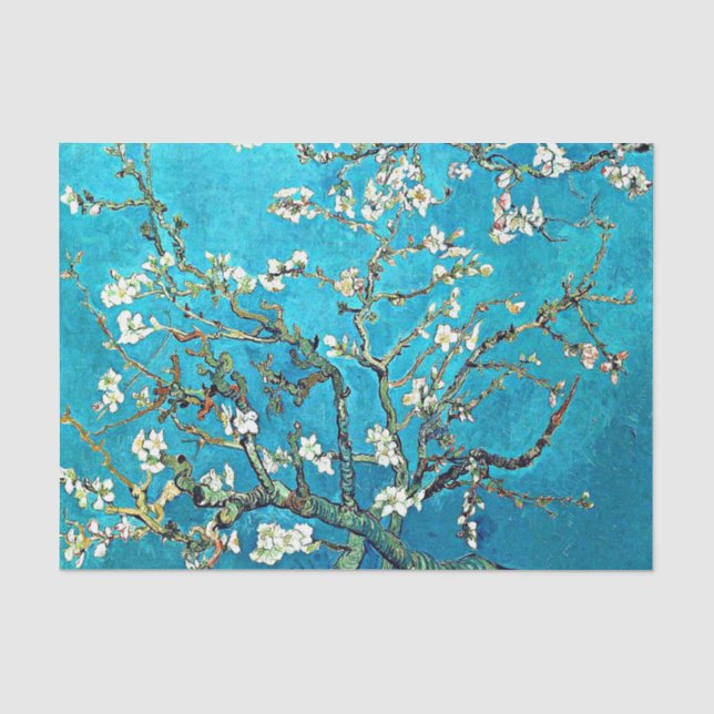 Papel De Seda Van Gogh - Flores de almendras, pintura famosa (Anverso)