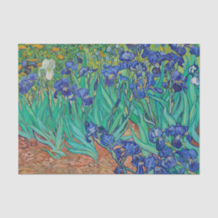 Papel De Seda Van Gogh Irises. Impresionismo floral vintage azul