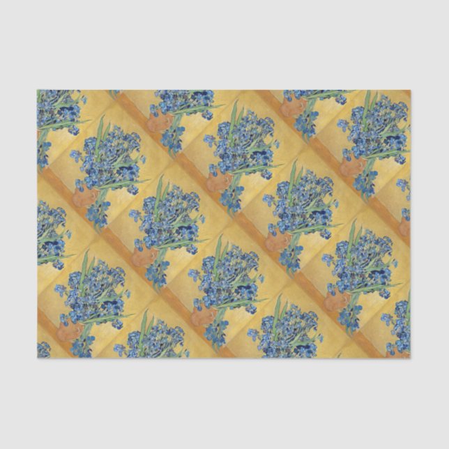 Papel De Seda Van Gogh Irises Vase Flores Aún Vida Famoso Arte (Anverso)