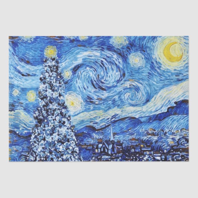 Papel De Seda Van Gogh - La noche estrellada - Los Navidades bla (Anverso)