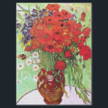 PAPEL DE SEDA VAN GOGH ROJAS Y DIOS<br><div class="desc">Uno de los cuadros de Vincent Van Gogh con un jarrón de flores en una olla de arcilla llena de adornos,  en su mayoría rojos,  pero algunos margaritas blancas y flores violetas. Una hermosa imagen de bello arte floral de primavera o verano en su estilo post impresionista.</div>