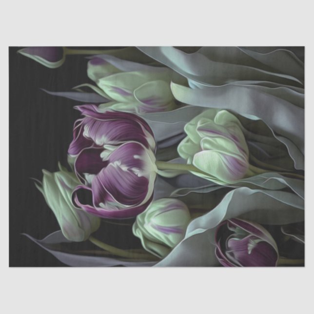Papel De Seda Van Gogh Tulips, jardín de fantasía morado profund (Anverso)