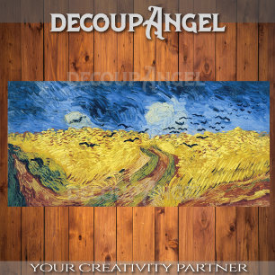 Papel De Seda Van Gogh- Wheatfield con la página de Crows Decoup