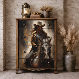 Papel De Seda Vaquera de Cuero en Caballo Oscuro Decoupage