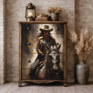 Papel De Seda Vaquera de Cuero en Caballo Oscuro Decoupage