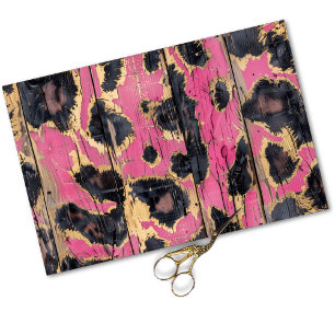 Papel De Seda Vaquera de Rodeo Glam Impresión de Leopardo Rosa D