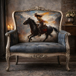 Papel De Seda Vaquera montando caballo negro Decoupage del cañón