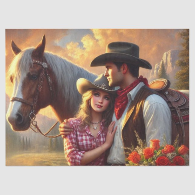 Papel De Seda Vaquera y un caballo occidental (Anverso)
