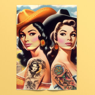 Papel De Seda Vaqueras Retro Tatuadas