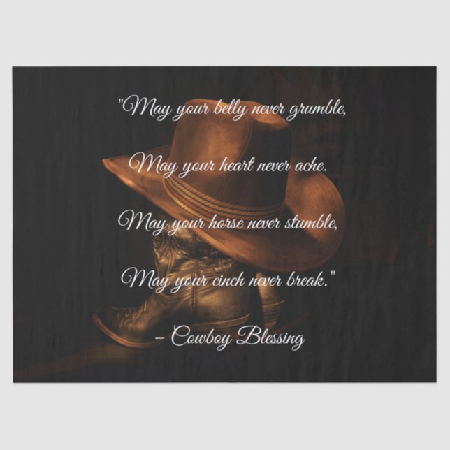 Papel De Seda Vaquero bendiciendo a Gorras occidentales y boots (Anverso)