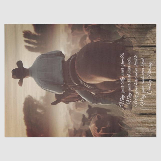 Papel De Seda Vaquero bendiciendo ganado de Western Man Roundup (Anverso)