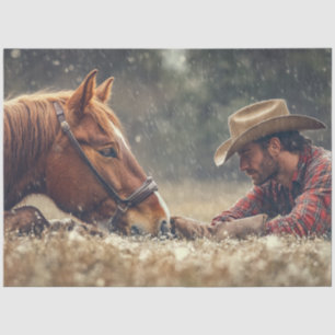 Papel De Seda Vaquero desmoronado y caballo en la nariz subterrá