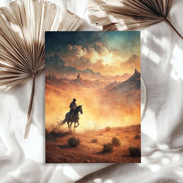 Papel De Seda Vaquero occidental montando un caballo en la prade (Western cowboy riding a horse on the prairie tissue paper)