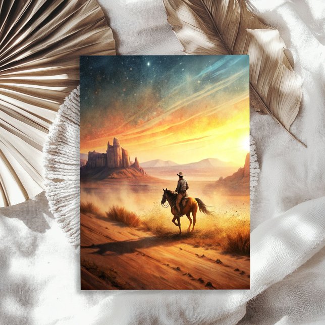 Papel De Seda Vaquero occidental montando un caballo en la prade (Western cowboy riding a horse on the prairie tissue paper)