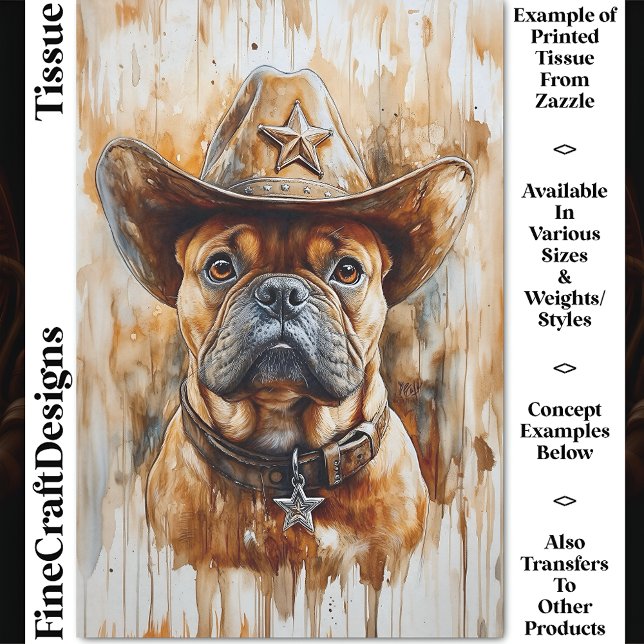 Papel De Seda Vaquero Sheriff Bulldog Perro En Desnudo Gorra DD4 (Subido por el creador)