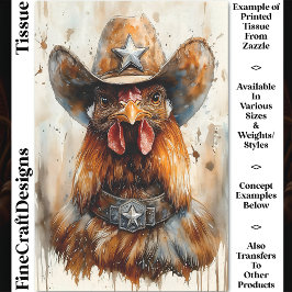 Papel De Seda Vaquero Sheriff Gallo En Sombrero y Estrella Decou