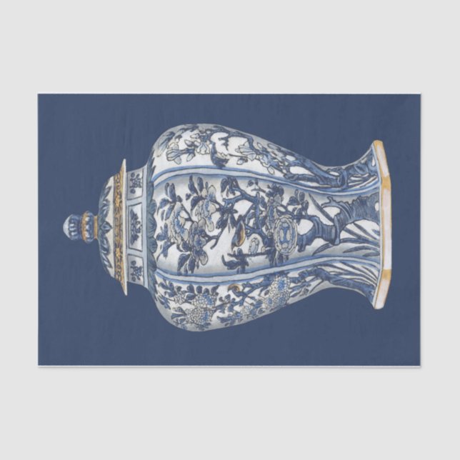 Papel De Seda Vasa de porcelana azul y blanca de Vision Studio (Anverso)