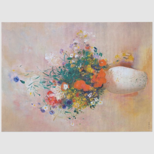 Papel De Seda Vase de flores, Redon (Anverso)