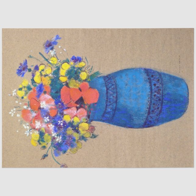 Papel De Seda Vase de flores, Redon (Anverso)
