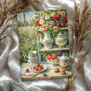 Papel De Seda Vegetación de color de agua shabby chic mesa de té