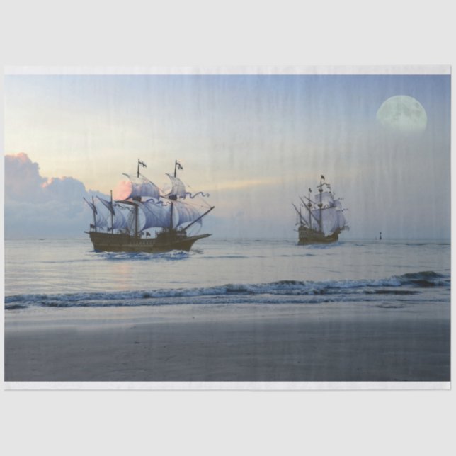 Papel De Seda Vela Barco Pirata Mar de vela 20x30 Descarga (Anverso)
