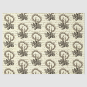 Papel De Seda Vela de acebo beige dorado vintage de Navidad letr