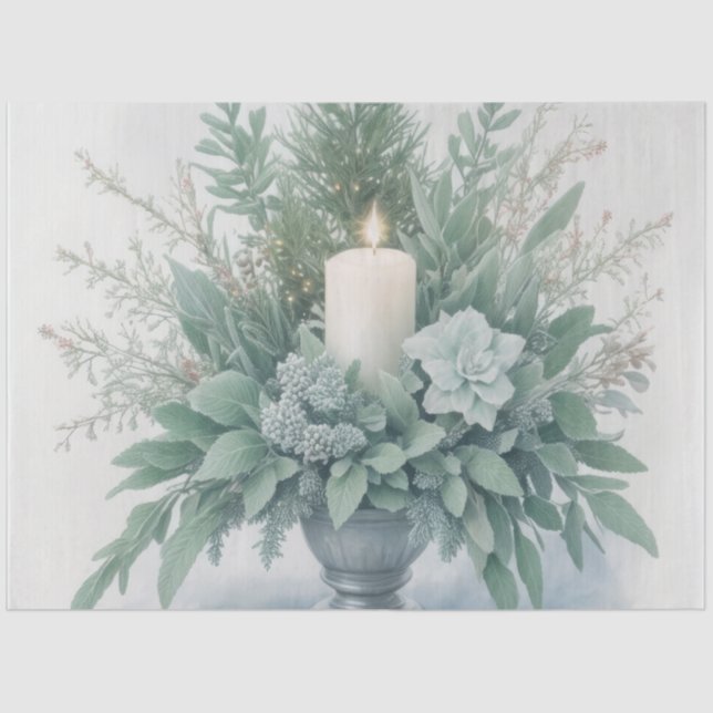 Papel De Seda Vela suave de Navidades de tonos verdes (Anverso)