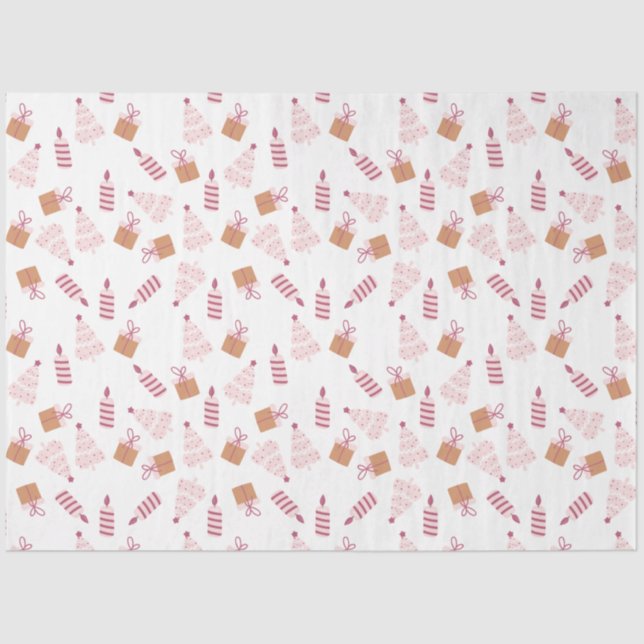 Papel De Seda Velas de Navidad Regalos Navidades Marrones Rosa (Anverso)