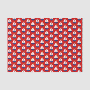 Papel De Seda Velero Estilizado Blanco Azul Amarillo Rojo BG