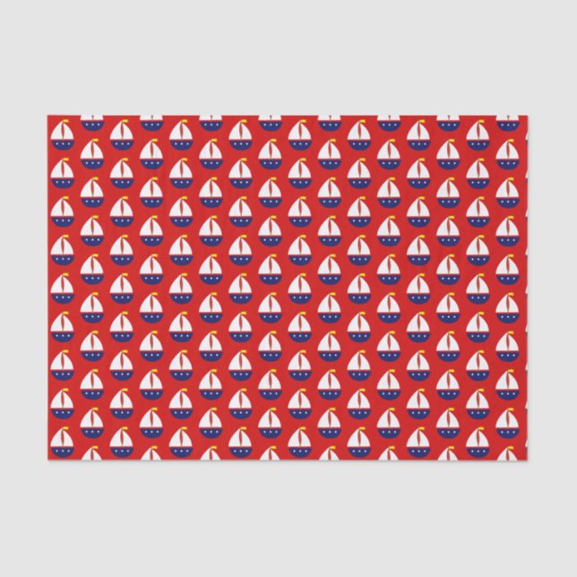 Papel De Seda Velero Estilizado Blanco Azul Amarillo Rojo BG (Anverso)
