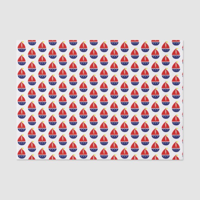 Papel De Seda Velero Estilizado Rojo Azul Amarillo (Anverso)