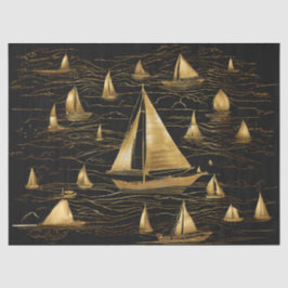 Papel De Seda Veleros dorados en Mar Negro