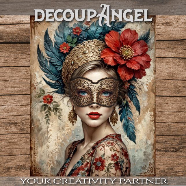 Papel De Seda Velo de encaje: El Feathered y la Lady-Decoupage f (Subido por el creador)