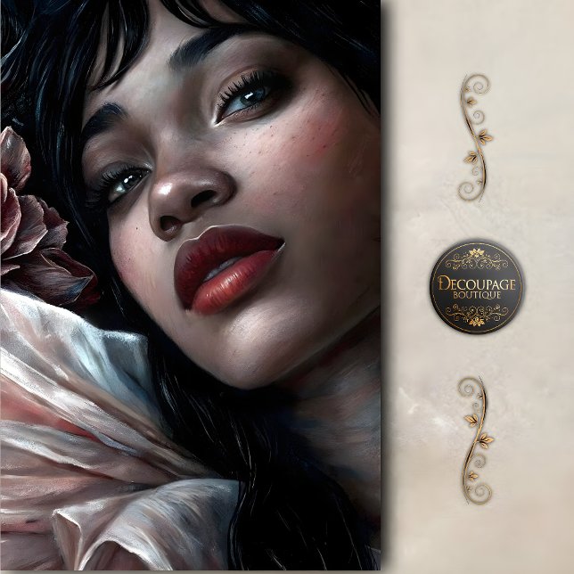 Papel De Seda Velvet Woman With Crimson Lips decoupage (Velvet Woman with Crimson Lips Decoupage Tissue Paper)