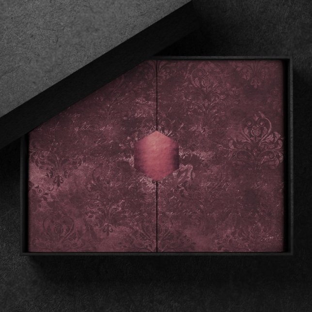 Papel De Seda Velvety Wine Damask | Bordeaux Sangria Grunge Glam (Subido por el creador)