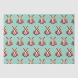 Papel De Seda Venado bebé con Rosas y follaje verde