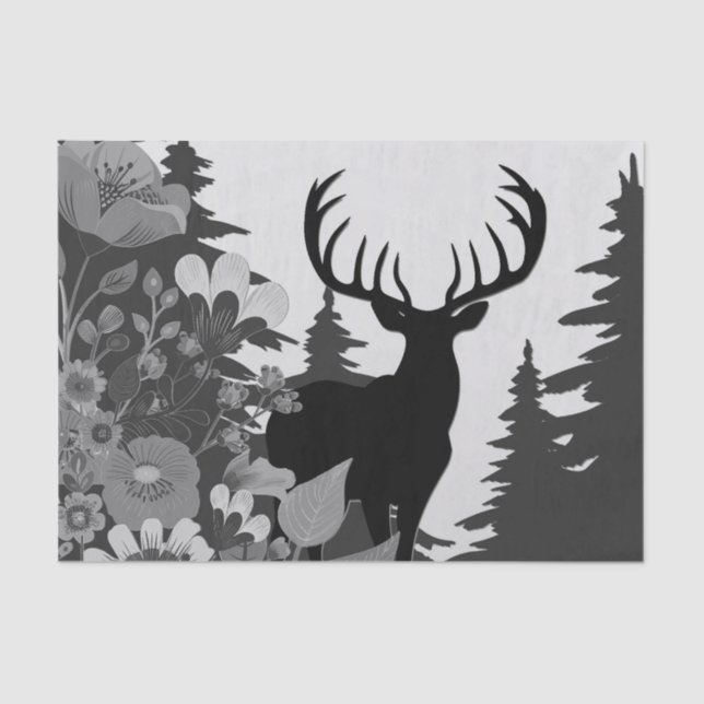 Papel De Seda Venado con gran rack fuera del bosque (Anverso)