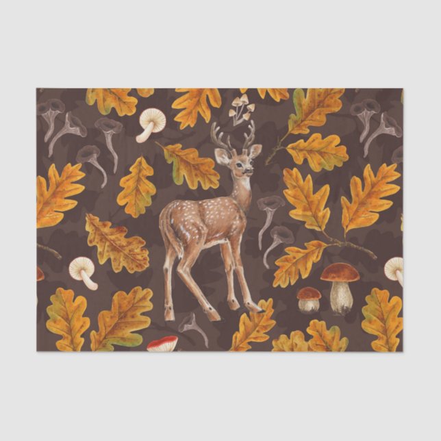 Papel De Seda Venado en el bosque otoñal 2 (Anverso)