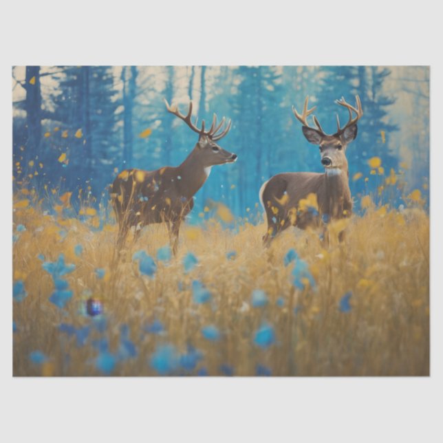 Papel De Seda venado en un campo de flores (Anverso)