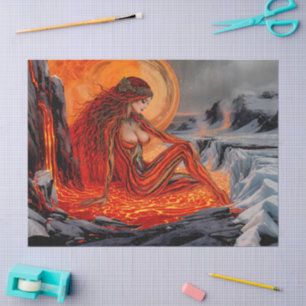 Papel De Seda "Venas del volcán" - Retrato de mujer volcánica