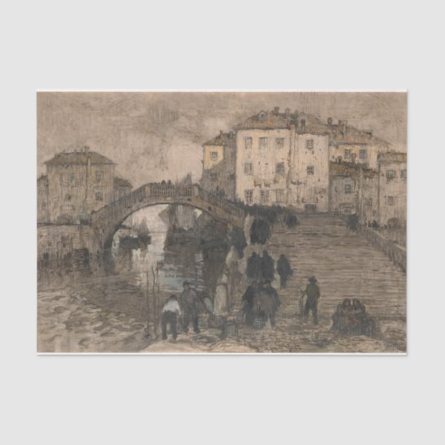 Papel De Seda Venecia, Italia (paisaje veneciano vintage) (Anverso)