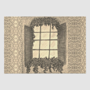 Papel De Seda Ventana con Shutters SEPIA