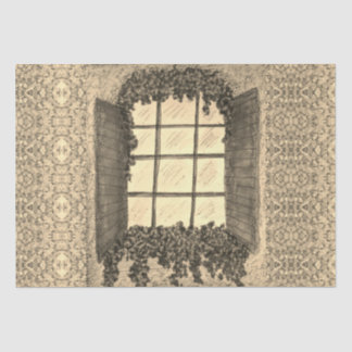 Papel De Seda Ventana con Shutters SEPIA