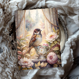 Papel De Seda ventana de verano de Shabby con peonías rosadas de