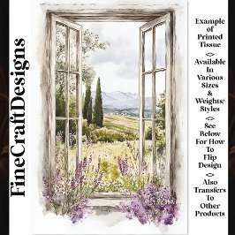 Papel De Seda Ventana de Verano & Lavanda & Árboles AN7 Decoupag