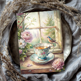 Papel De Seda ventana Shabby chic vintage bird ruborizando peoní