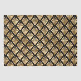 Papel De Seda Ventilador geométrico Gold y Black Art Deco